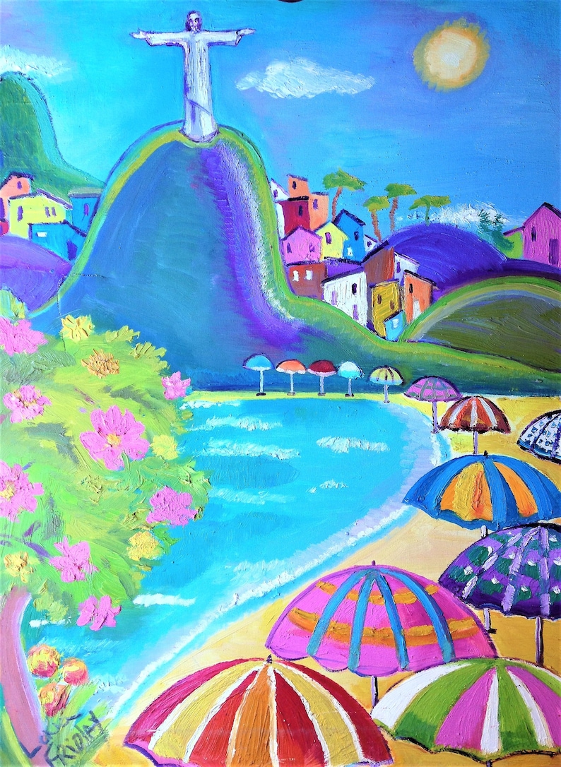 Impression De Rio De Janeiro De Peinture L huile Originale Affiche impression-de-rio-de-janeiro-de-peinture-l-huile-originale-affiche