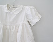 White Baby Girl Dress, Vintage Eyelet Lace Cotton short sleeve Summer Toddler Peasant Girl Dress, Spring Summer Baptism Flower Girl Clothes