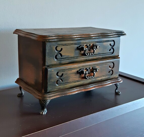 Vintage Wood Jewelry Box Brown Chest Rustic Keepsake Trinket Gift For Her Girl Mid Century Modern Vanity Table Decor Wooden - Wood Box Vanity Light Vintage Wood Jewelry Box Brown Chest Rustic Keepsake Trinket Gift For Her Girl Mid Century Modern Vanity Table Decor Wooden - Wood Box Vanity Light
