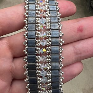 Miyuki Seed Bead Bracelet, Handmade Tila Crystal Jewelry, Silver, Bead and Loop Clasp