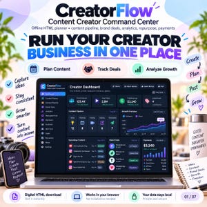 CreatorFlow: Planejador de Criação de Conteúdo HTML Interativo e Painel de Mídias Sociais