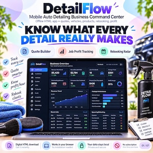 DetailFlow: Interactive Auto Detailing Business HTML App (Digital Download)