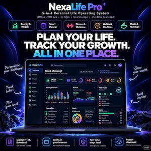 NexaLife Pro: 5-in-1 Personal Life Operating System (Offline HTML App)
