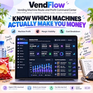 Vending Machine Route, Inventory and Profit Command Center (Offline HTML App)
