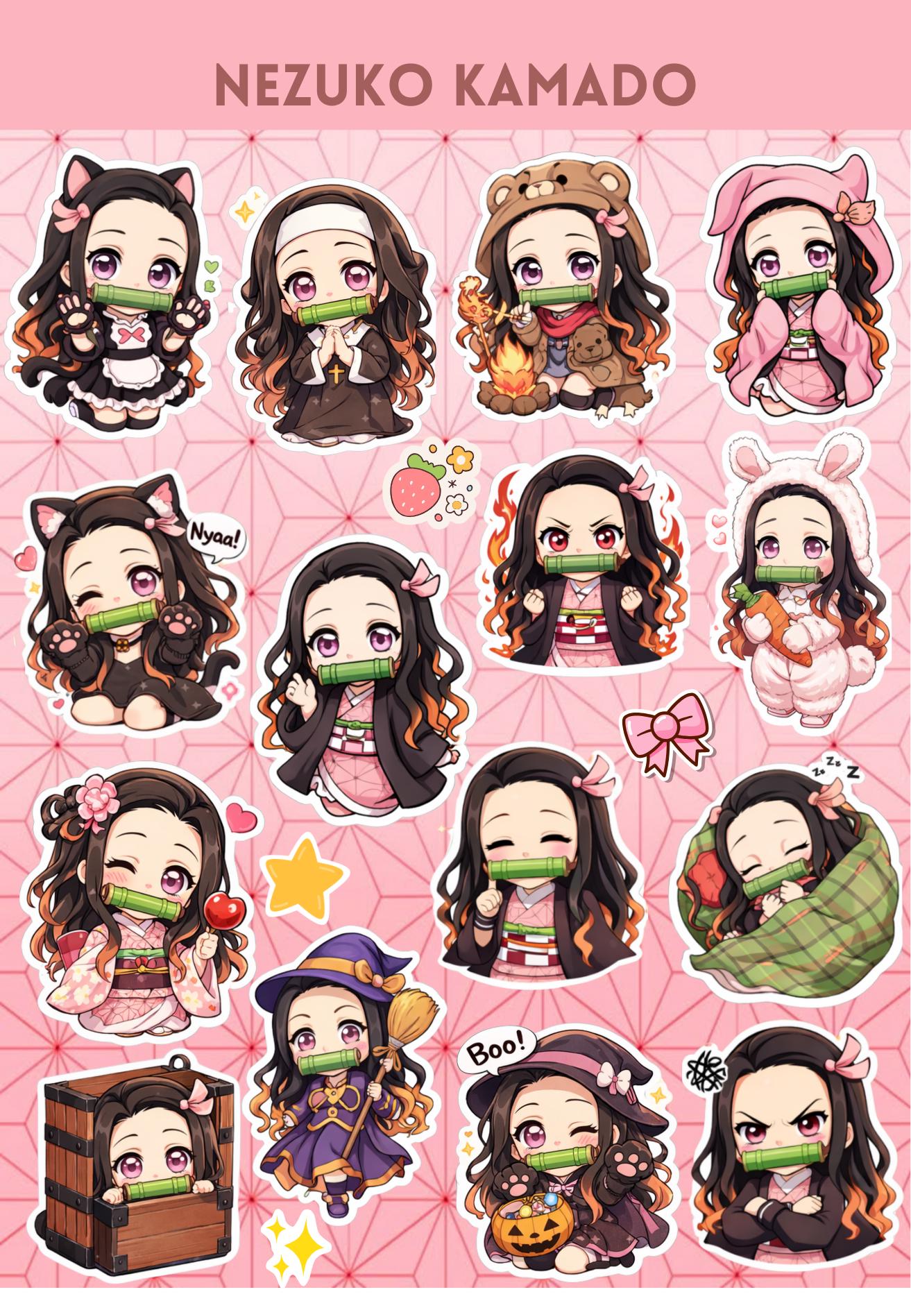 Nezuko Kamado Kawaii Vinyl Decal Sheet, Anime Stickers - Etsy