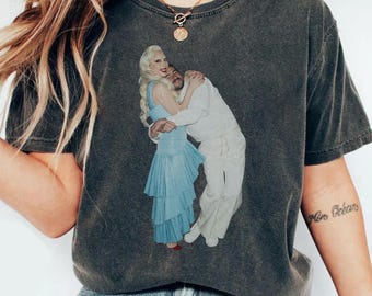 Bad Bunny and Lady Gaga Hug Shirt Pop Icon Vintage Graphic Tee Music Fan Gift Comfort Colors