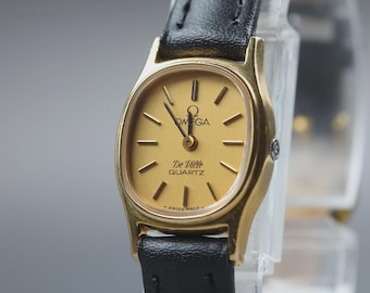 Vintage 1978 OMEGA De Ville Quartz Gold Dial Ladies Ref.591.0079 [Near Mint]