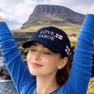 Cappellino da baseball con ricamo LOVE FAROE / Bandiera delle Isole Faroe