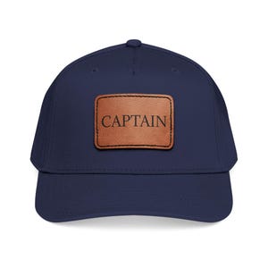 Captain leather patch Mid Profile Baseball Cap | Captain hat
