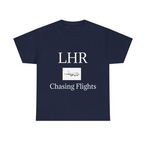 Camiseta LHR Chasing Flights / Camiseta de aviación con código de aeropuerto