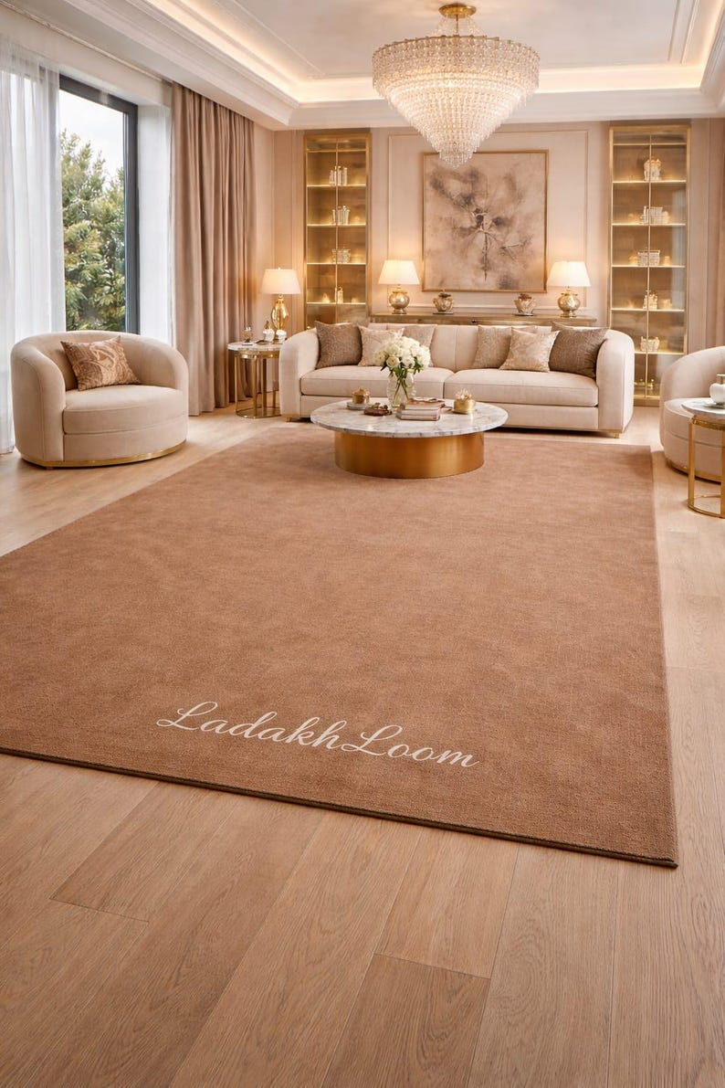 Hand Tufted Wool Rug – Solid Sand Brown Modern Area Rug Minimalist ...