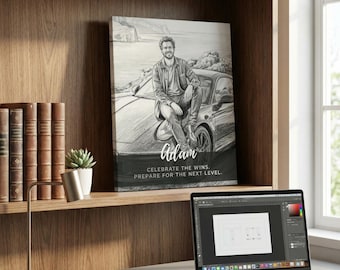 Lienzo con boceto a lápiz personalizado, arte para celebrar un hito empresarial, regalo para propietarios de pequeñas empresas