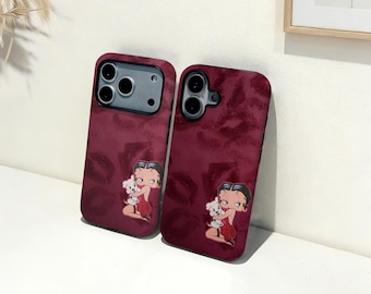 Retro Miss Betty iPhone-hoesje, aangepaste naam telefoonhoes, iPhone 17 16 15 14 13 12 11 Pro Max Plus Mini, iPhone X XR XS SE trendy stoer hoesje