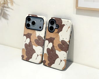 かわいいうさぎのiPhoneケース、名前入りカスタムスマホカバー、iPhone 17 16 15 14 13 12 11 Pro Max Plus Mini、iPhone X XR XS SE トレンディで丈夫なケース
