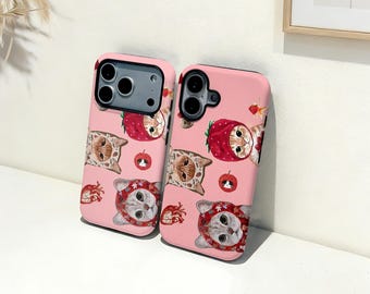 Cute Cat iPhone-hoesje, aangepaste naam telefoonhoes, iPhone 17 16 15 14 13 12 11 Pro Max Plus Mini, iPhone X XR XS SE trendy stoer hoesje