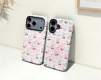 Handgetekende nijntje iPhone-hoesje, aangepaste naam telefoonhoes, iPhone 17 16 15 14 13 12 11 Pro Max Plus Mini, iPhone X XR XS SE trendy stoer hoesje