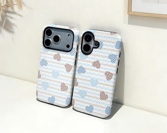 かわいい水玉ハートのiPhoneケース、名前入りカスタムスマホカバー、iPhone 17 16 15 14 13 12 11 Pro Max Plus Mini、iPhone X XR XS SE トレンディで丈夫なケース