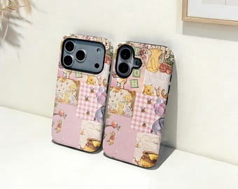 Winnie Collage iPhone-hoesje, aangepaste naam telefoonhoes, iPhone 17 16 15 14 13 12 11 Pro Max Plus Mini, iPhone X XR XS SE trendy stoer hoesje