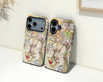 Funda para iPhone de Winnie the Pooh, funda personalizada con nombre, para iPhone 17 16 15 14 13 12 11 Pro Max Plus Mini, iPhone X XR XS SE. Funda resistente y moderna.