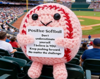 Handgemaakt gehaakt softbal met emotionele steun | Leuke sportknuffel | Inspirerende cadeauknuffel