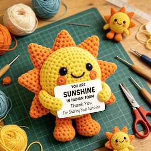 Peluche soleil au crochet, poupée affirmation de soi, cadeau de remerciement pour elle