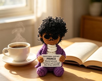 Prince-Inspired Emotional Support Crochet Plush – Handmade Amigurumi Comfort Doll