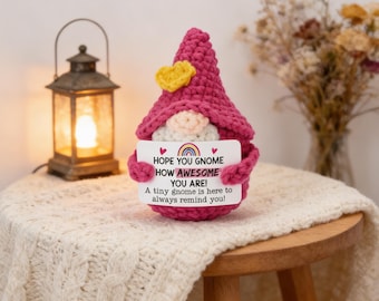 Gehaakte kabouter met emotionele steun | Handgemaakte amigurumi-kabouter | Doordacht aanmoedigingscadeau