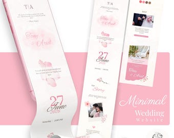 All-in-One Pink Floral Wedding Website Template with RSVP | Editable Canva Wedding Invitation