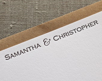 Personalized Letterpress Couple's Stationery, Wedding Thank You Cards, Letterpress Note Cards, Couple's Notes