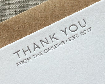 Letterpress Wedding Thank You Cards - Classic Copperplate Font