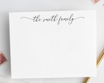 Custom Calligraphy Family Notecards: Personalized Stationery