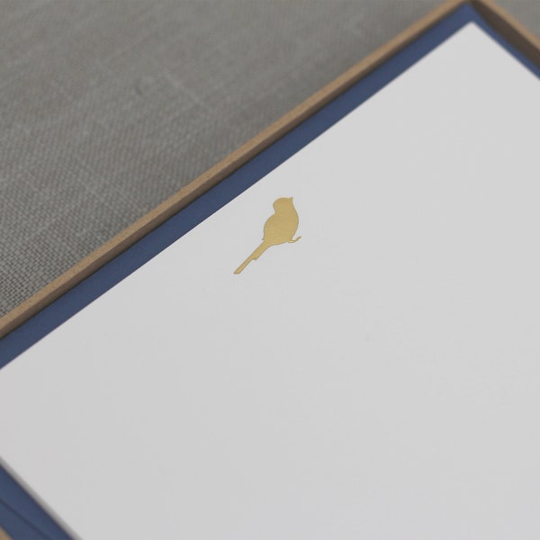 Gold Foil Writing Paper Set - Bird Motif