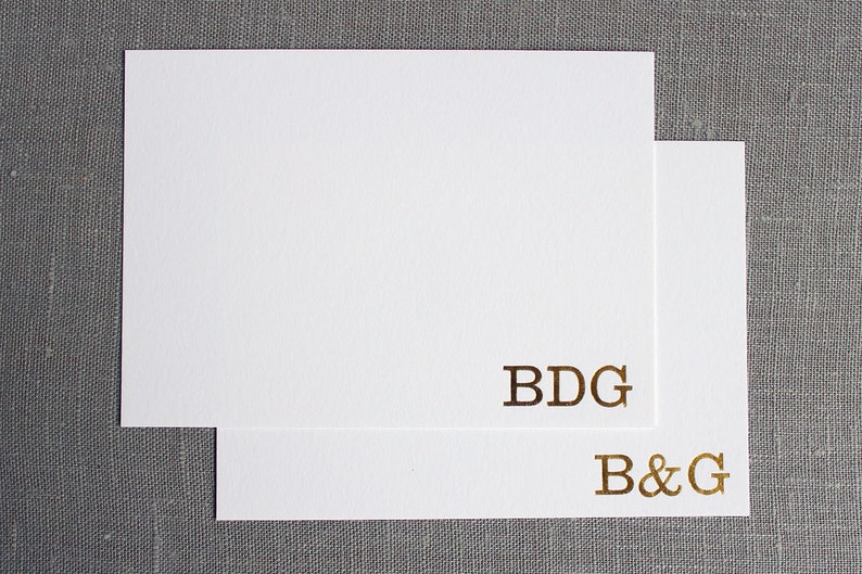 Personalized Gold Foil Stationery, Custom Note Cards, Serif Font