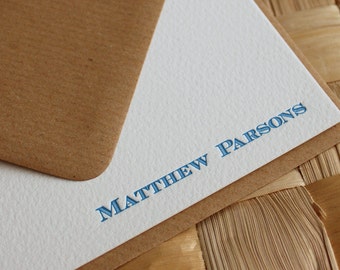 Men's Personalized Letterpress Note Cards: Engravers Font Stationery