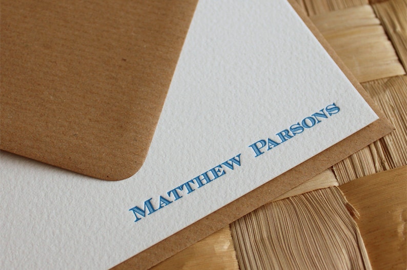 Men's Personalized Letterpress Note Cards with Engravers Font image 2