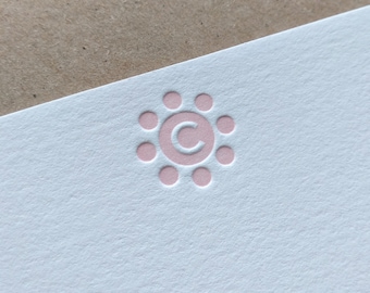 Personalized Letterpress Monogram Note Cards - Floral Motif