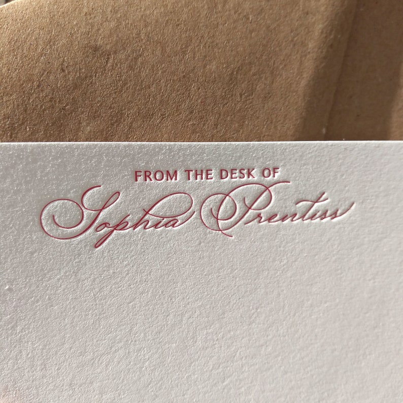 From the Desk Of Letterpress Stationery in a classic calligraphy Font, for Women image 3