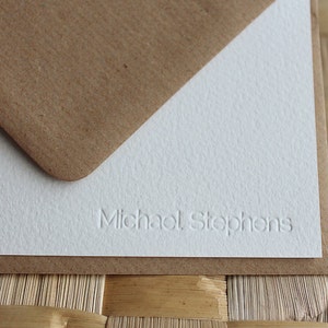 Papeterie typographique personnalisée pour homme - Impression à l'aveugle, jeu de cartes de correspondance personnalisées en typographie, cartes pour hommes, papeterie personnalisée au Royaume-Uni