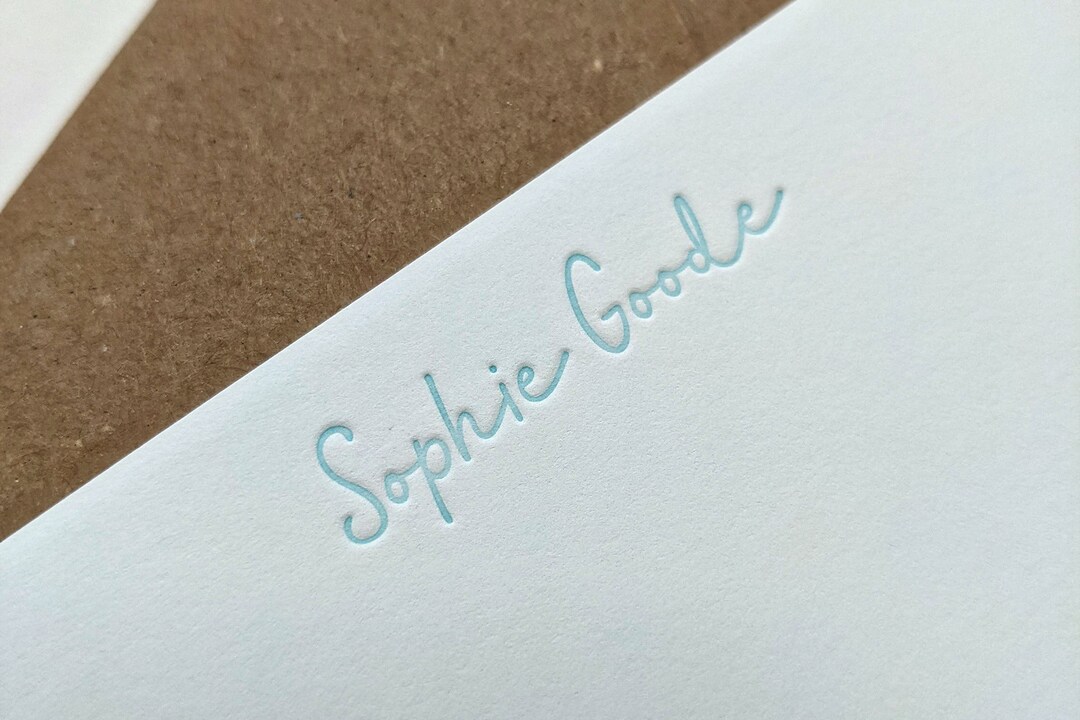 Custom Letterpress Note Cards in a Cursive Font, for Women - Etsy