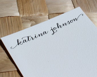 Personalized Letterpress Calligraphy Note Cards, Custom Letterpress Stationery