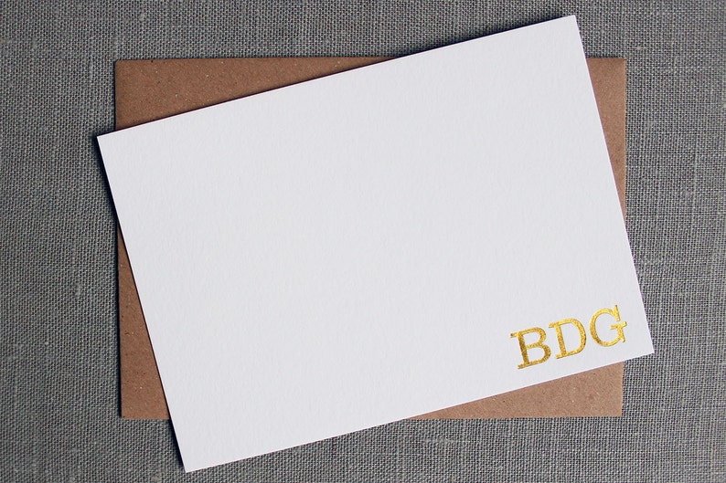 Personalized Gold Foil Stationery, Custom Note Cards, Serif Font