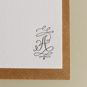 Kundenspezifisches Letterpress-Monogramm-Briefpapier Kalligraphie-Schnörkel-Monogramm Bild 2