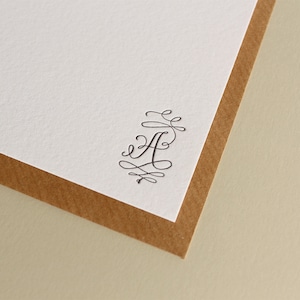 Custom Letterpress Monogram Stationery - Calligraphy Flourish Monogram