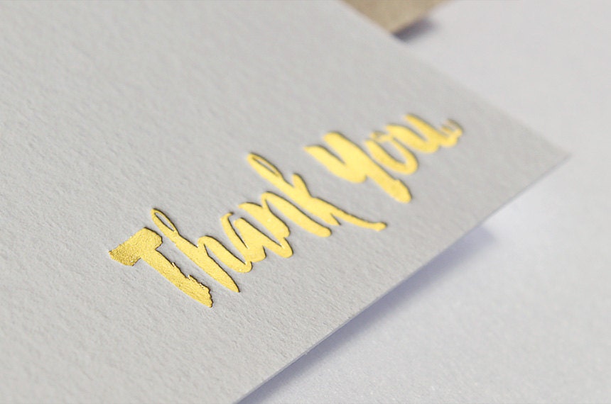 Gold Foil Thank You Cards Wedding Thank You Cards Brush Etsy