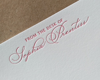 From the Desk Of Letterpress Stationery in a classic calligraphy Font, for Women