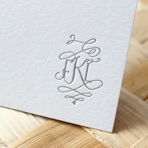 Couple's Letterpress Stationery, Monogram Stationery, Wedding Thank You Cards, Custom Letterpress Note Cards image 1