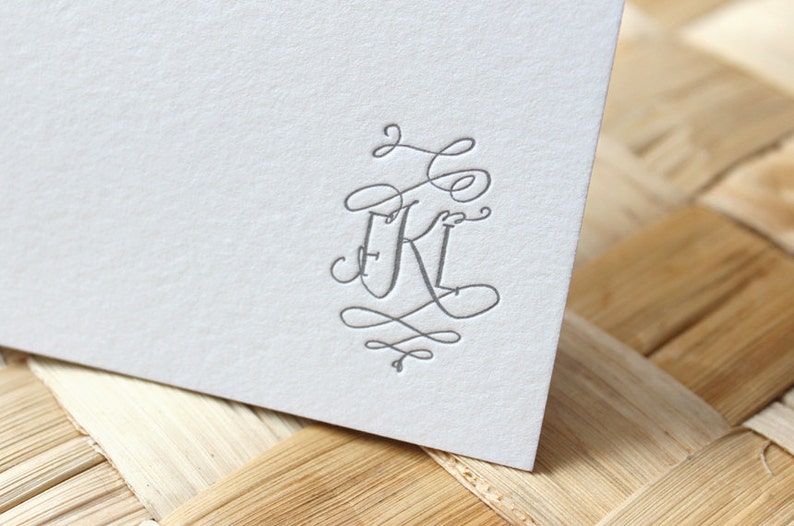 Couple's Letterpress Stationery, Monogram Stationery, Wedding Thank You Cards, Custom Letterpress Note Cards image 1