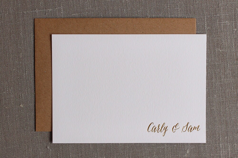 Gold Foil Personalized Stationery Custom Note Cards Wedding Etsy