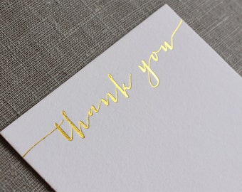 Gold Foil Thank You Cards, Letterpress Calligraphy Thank You Cards, Wedding Thank You Cards