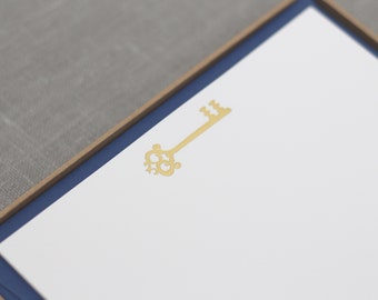 Gold Foil Writing Paper Set - Key Motif